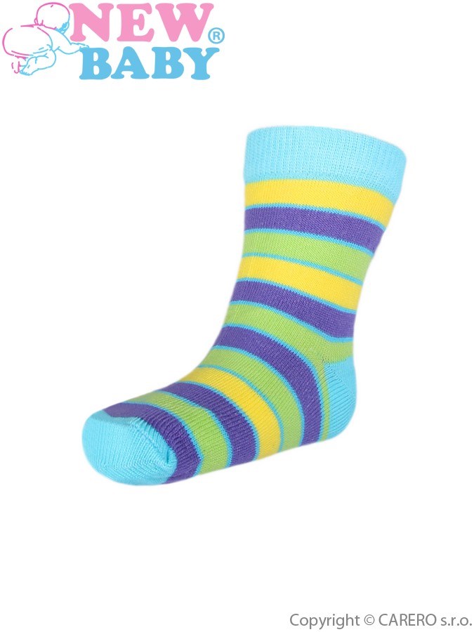 Detské ponožky New Baby s širokým pruhom žlto-fialové