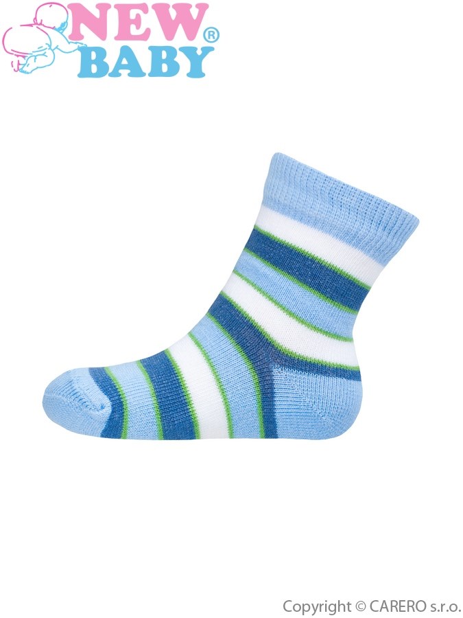 Dojčenské pruhované ponožky New Baby modro-bielo-zelené