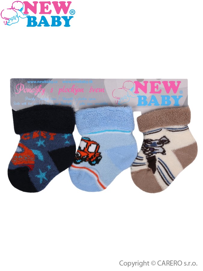 Dojčenské froté ponožky New Baby farebné - 3ks