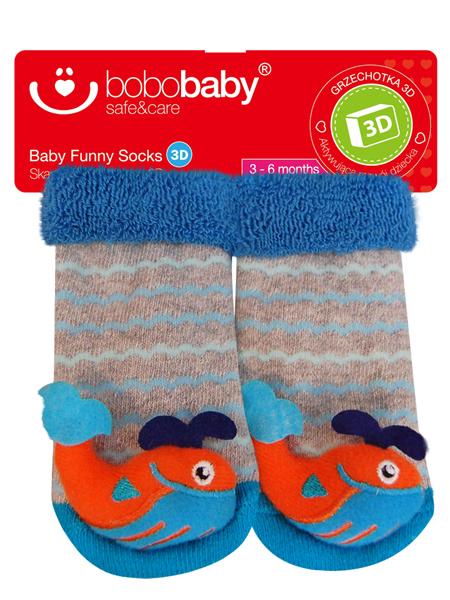 Ponožky dojčenské s hrkálkou Bobo Baby veľryba