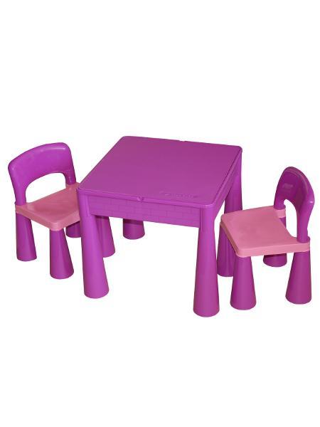 Detská sada stolček a dve stoličky fialová
