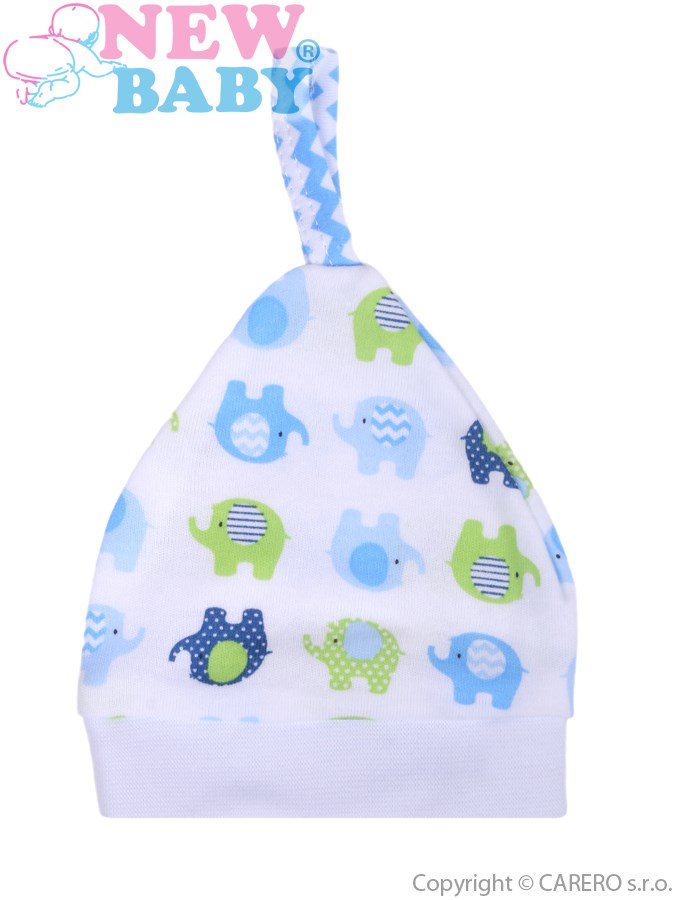 Dojčenská čiapočka New Baby Sloník bielo-modrá